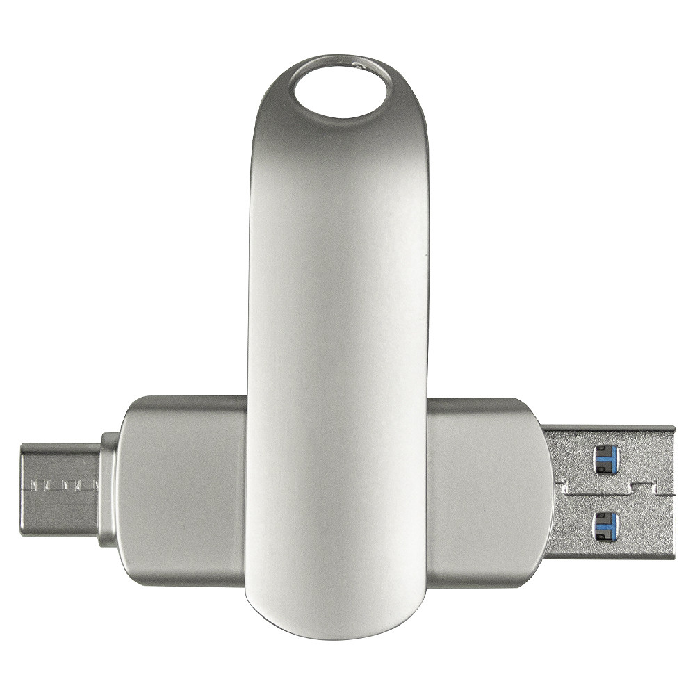Флеш накопитель USB 3.0 + TYPE C Cupertino, металл, серебристый матовый, 32 GB - фото 1 - id-p225509973