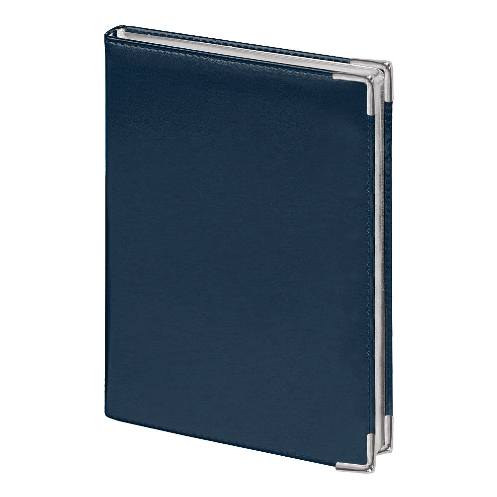 Ежедневник полудатированный Classic Pristine Silver А5, темно-синий с серебром, с металлическими уголками, в - фото 1 - id-p225509988