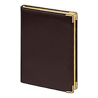 Ежедневник полудатированный Classic Pristine Gold А5, темно-коричневый с золотом, с металлическими уголками,