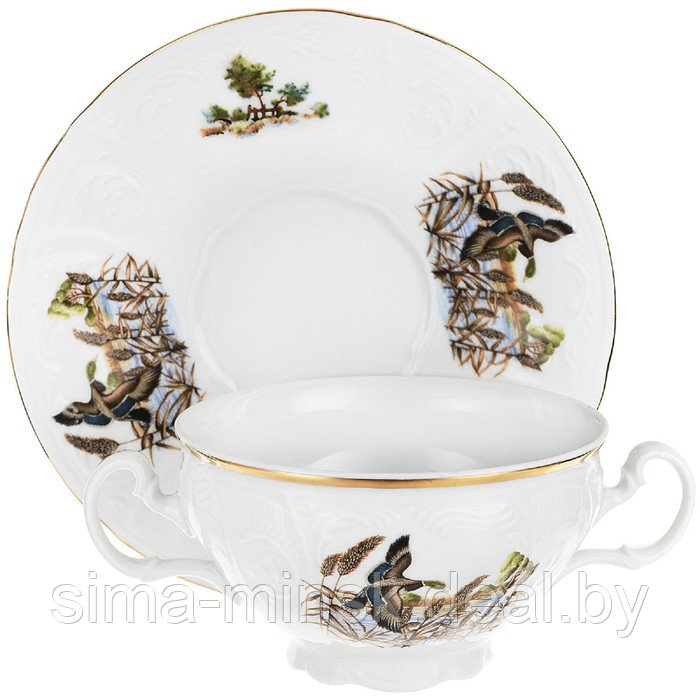 Чашка с блюдцем для бульона Bernadotte, декор «Охотничьи сюжеты» - фото 4 - id-p225520744
