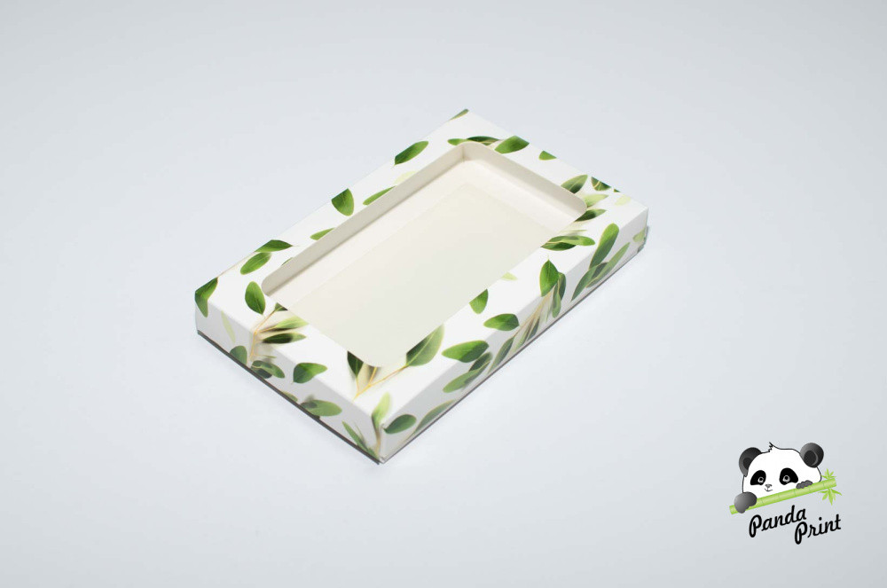 Коробка с прозрачным окном 120х200х30 Олива зеленая (белое дно) - фото 1 - id-p225552011