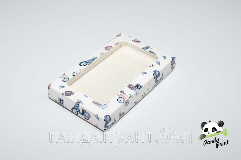 Коробка с прозрачным окном 120х200х30 Детские игрушки (белое дно)