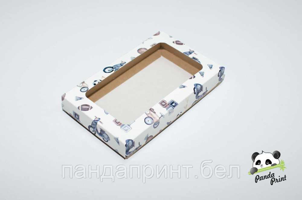 Коробка с прозрачным окном 120х200х30 Детские игрушки (крафт дно)