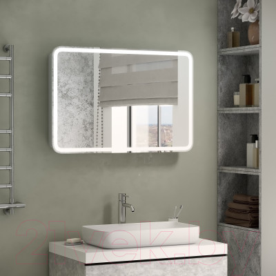 Шкаф с зеркалом для ванной Континент Tokio Led 90x53 - фото 6 - id-p225546829