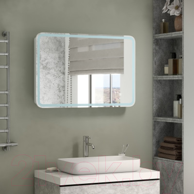 Шкаф с зеркалом для ванной Континент Tokio Led 90x53 - фото 8 - id-p225546829