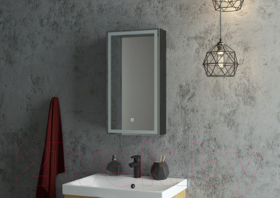 Шкаф с зеркалом для ванной Континент Mirror Box Black Led 35х65 - фото 5 - id-p225546907