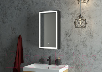 Шкаф с зеркалом для ванной Континент Mirror Box Black Led 35х65 - фото 6 - id-p225546907