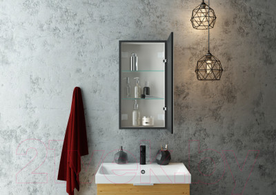 Шкаф с зеркалом для ванной Континент Mirror Box Black Led 35х65 - фото 8 - id-p225546907