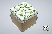 Коробка 150х150х150 Олива зеленая (крафт дно)