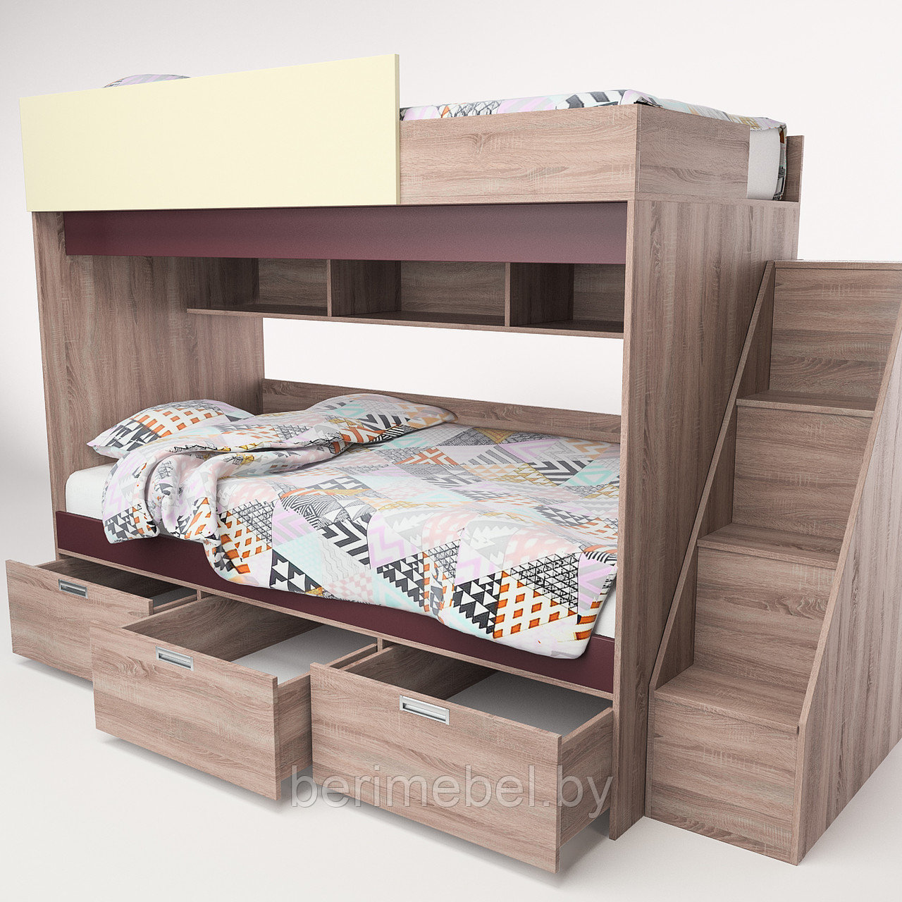 Кровать двухъярусная «Бамбино 3» (со шкафом) КМК 0482 - фото 3 - id-p60668195