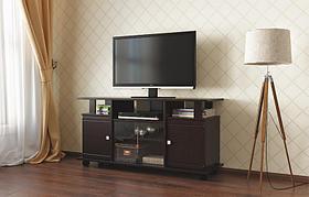 Тумба для теле радиоаппаратуры Виста-13 (венге/венге/стекло) Олмеко