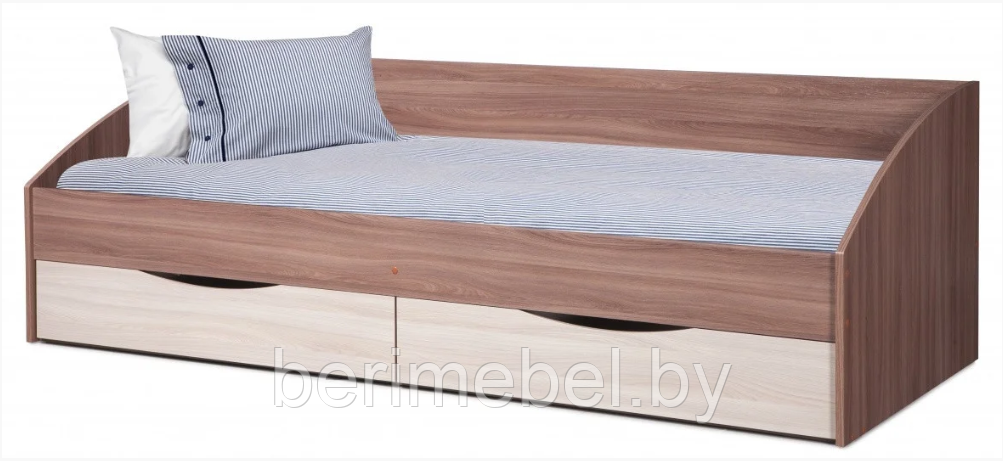 Кровать одинарная "Фея - 3" (симметричная) (900х2000) (дуб беленый / венге) Олмеко - фото 2 - id-p117168904
