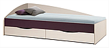 Кровать одинарная "Фея - 3" (асимметричная) (венге/ дуб белёный) (1900х800)   Олмеко, фото 5
