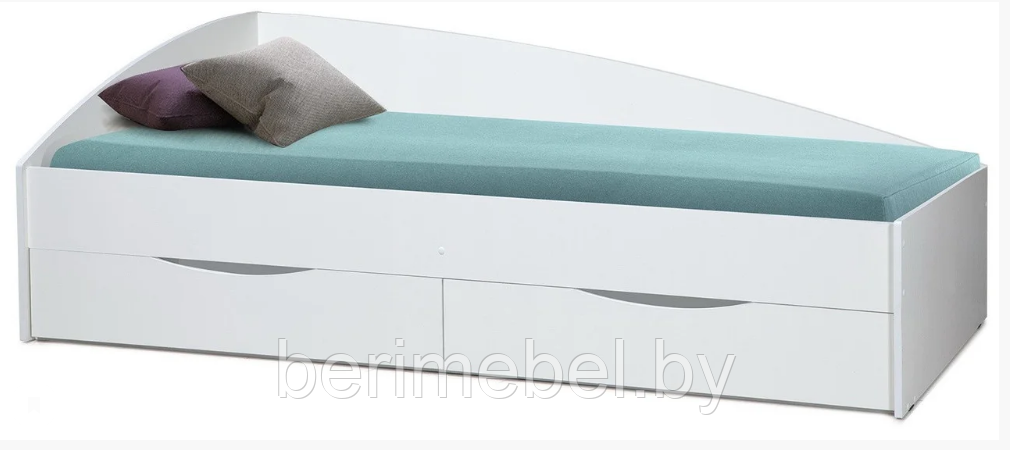Кровать одинарная "Фея - 3" (асимметричная) (1900х800) (белая) Олмеко - фото 1 - id-p125776569