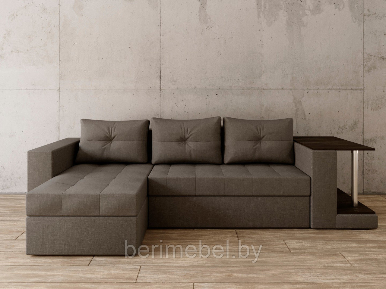 Угловой диван Константин со столом серая рогожка - фото 1 - id-p149262332
