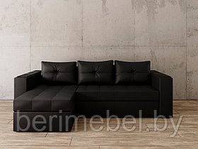 Угловой диван Константин с декором чёрная экокожа