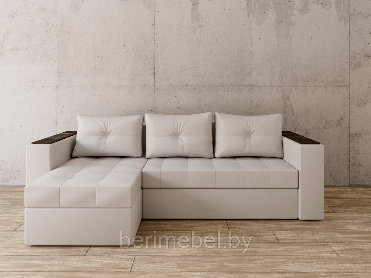 Угловой диван Константин с декором белая экокожа - фото 1 - id-p149262342