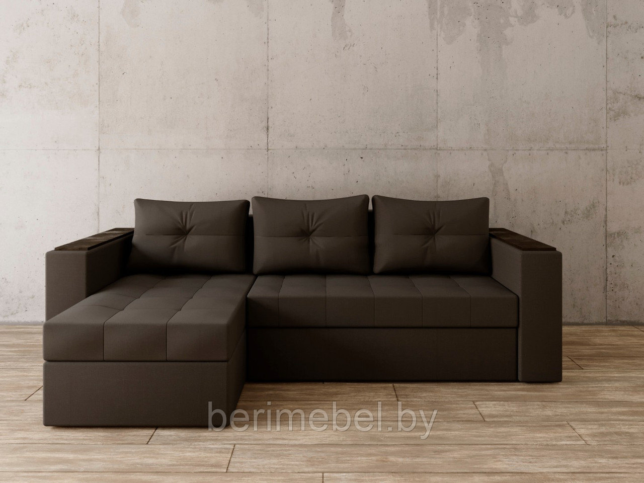 Угловой диван Константин с декором тёмно-серая рогожка - фото 1 - id-p149262346
