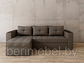 Угловой диван Константин с декором серая рогожка