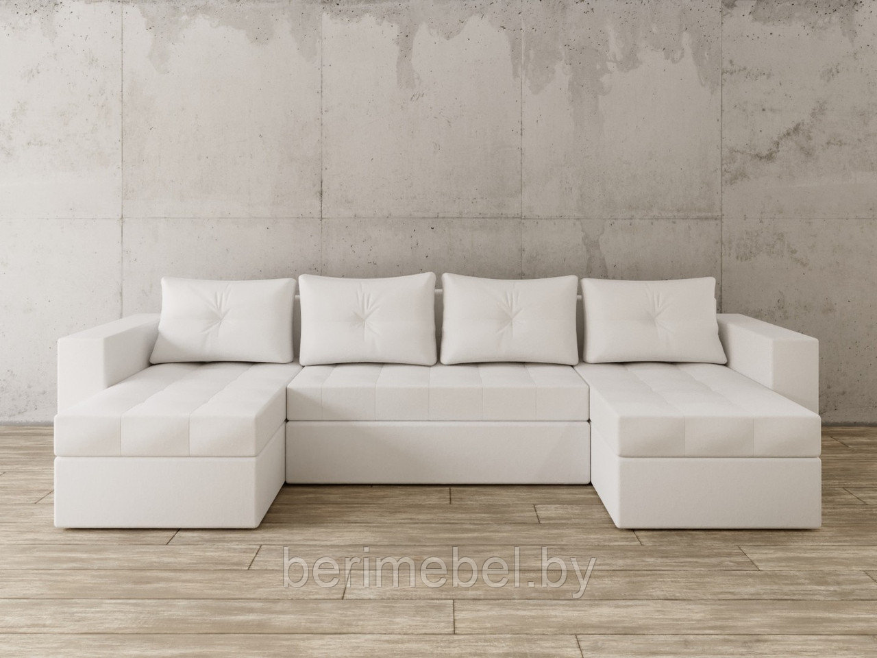 П-Образный диван Константин белая экокожа - фото 1 - id-p149262363