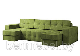 П-Образный диван Питсбург зеленый вельвет
