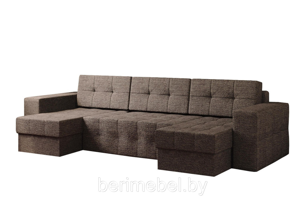П-Образный диван Питсбург коричневая рогожка - фото 1 - id-p149262369