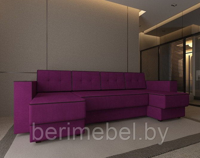 П-Образный диван Принстон фиолетовый вельвет - фото 1 - id-p149262375