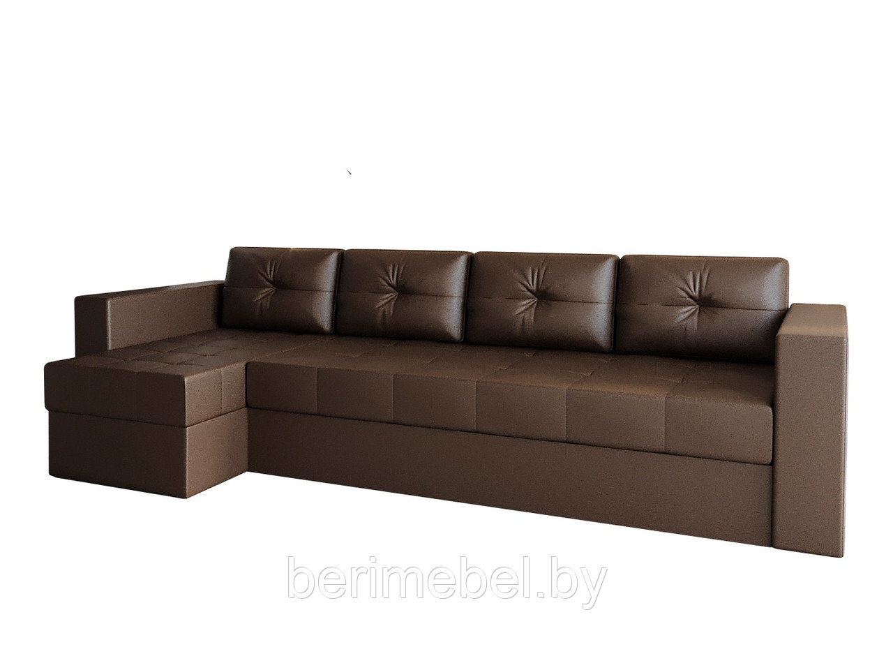 Угловой диван Константин макси коричневая экокожа