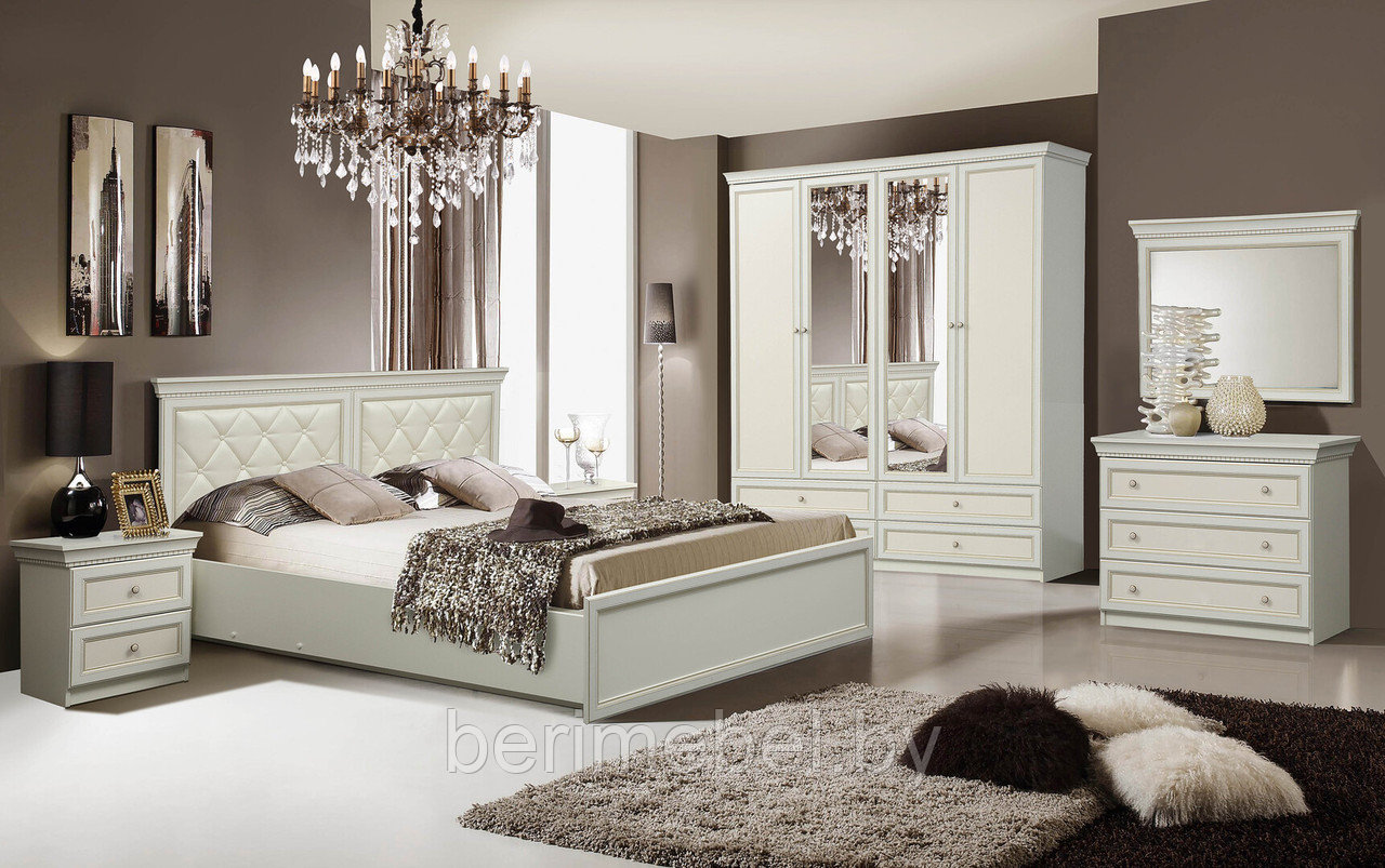 Комплект мебели для спальни Эльмира (белый/белая кожа патина) - фото 2 - id-p168533115