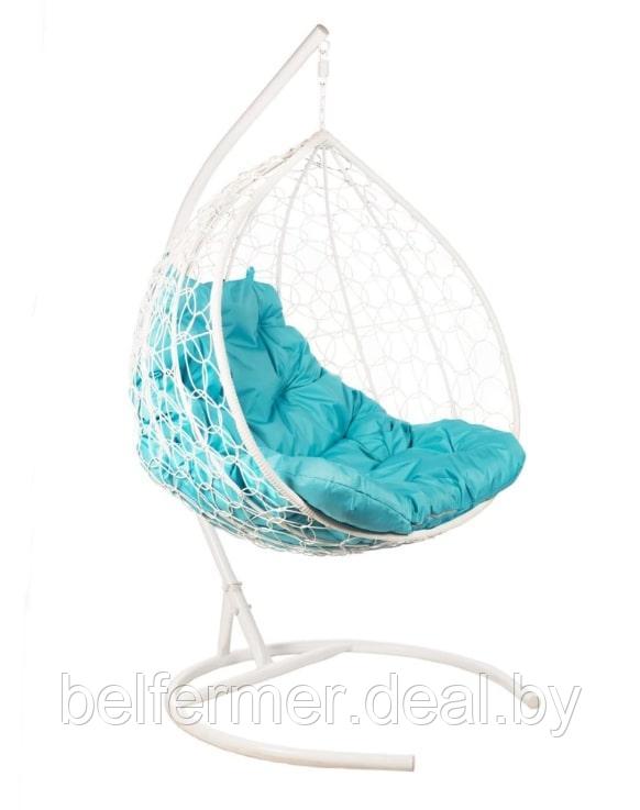 Кресло подвесное BiGarden Gemini White (двойной, голубая подушка) - фото 2 - id-p225567792
