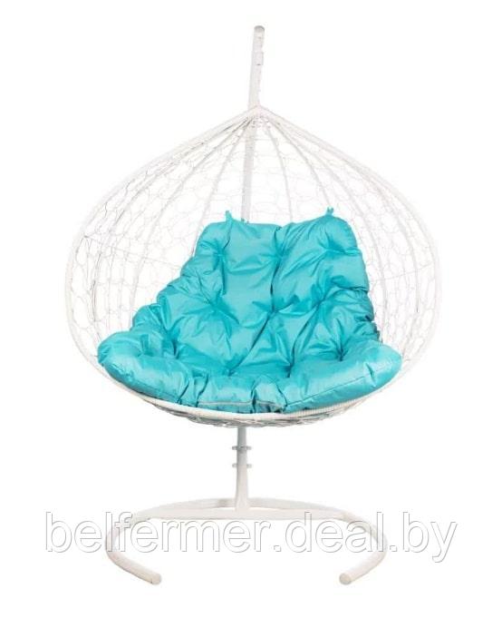 Кресло подвесное BiGarden Gemini White (двойной, голубая подушка) - фото 3 - id-p225567792