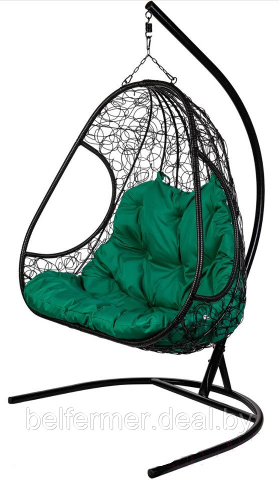 Кресло подвесное BiGarden Primavera Black (зеленая подушка) - фото 1 - id-p225567794