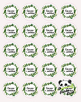 Набор наклеек Сделано с любовь, зеленые листья (20 шт)
