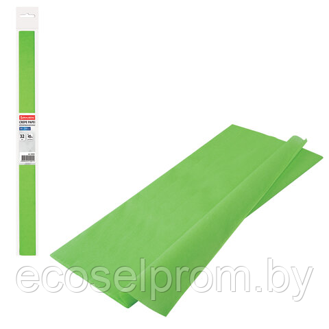 Бумага гофрированная/креповая, 32 г/м2, 50×250 см, светло-зеленая, в рулоне, BRAUBERG, 126536 - фото 1 - id-p225568177