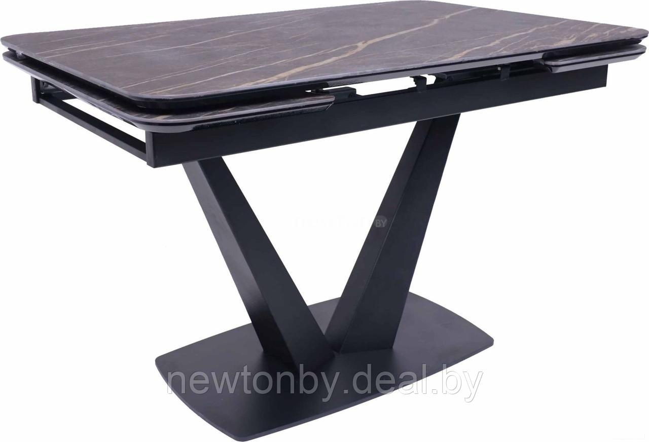 Кухонный стол Аврора Ле-ман 120-184x80 (коричневый noir desir bocciardato/черный матовый) - фото 1 - id-p225574016