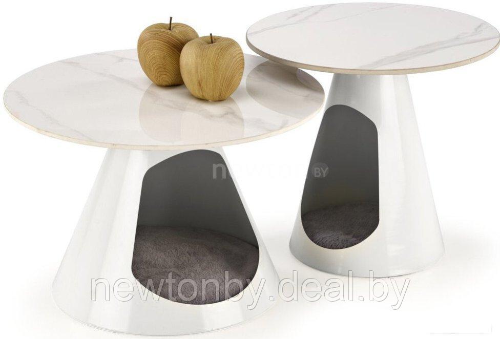 Журнальный столик Halmar Osario 2 стола (белый мрамор/белый) - фото 1 - id-p225574023