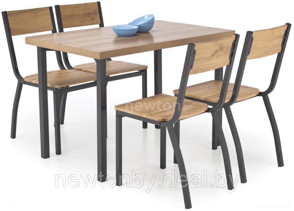 Обеденная группа Halmar Milton стол+ 4 стула (натуральный/черный) - фото 1 - id-p225574004