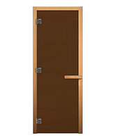 Дверь для бани стеклянная Везувий 1900х700 (матовая бронза, 3 петли, 8мм) (ОСИНА)