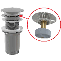 Донный клапан сифона AlcaPlast A392C для умывальника CLICK/CLACK 5/4 , цельнометаллический с переливом и