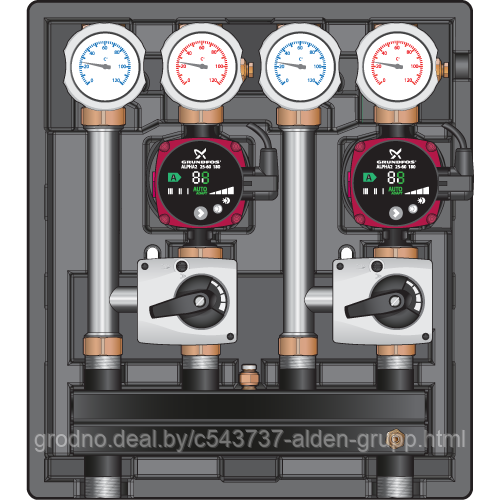 Насосная группа Meibes Kombimix MK (ST)/MK (ST)) с насосом Grundfos UPM3 Hybrid 15-70 PWM - фото 1 - id-p225577289