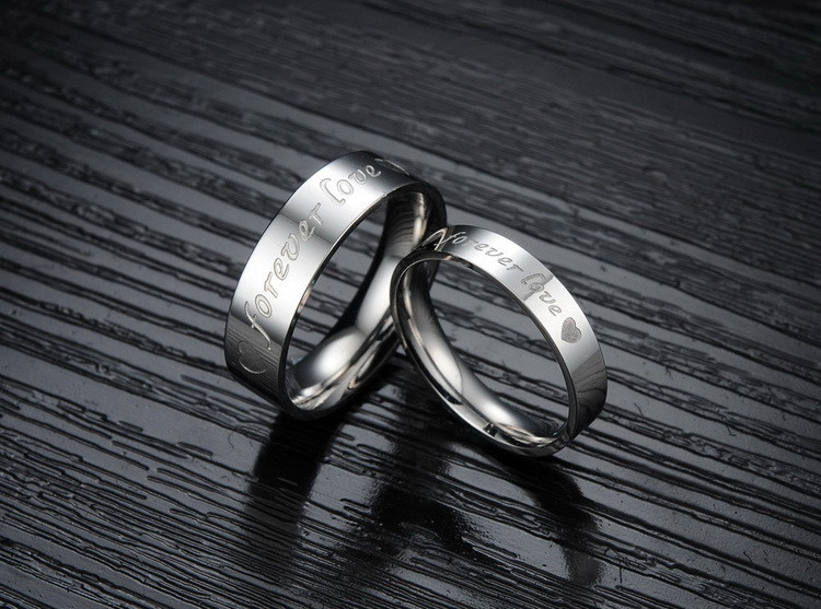 Парные кольца для влюбленных "Неразлучная пара 102" с гравировкой "Любовь навсегда", фото 1