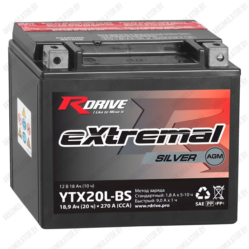 RDrive eXtremal Silver YTX20L-BS / 18,9Ah - фото 1 - id-p225596221