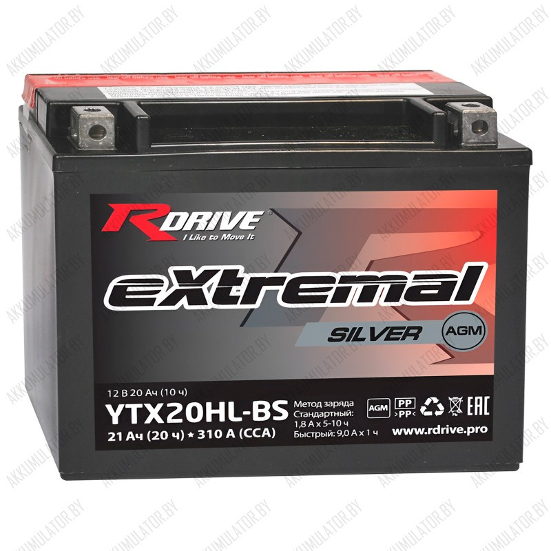RDrive eXtremal Silver YTX20HL-BS / 21Ah