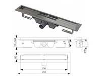 Водоотводящий желоб с порогами для цельной решетки, Alcaplast (APZ6S-750)