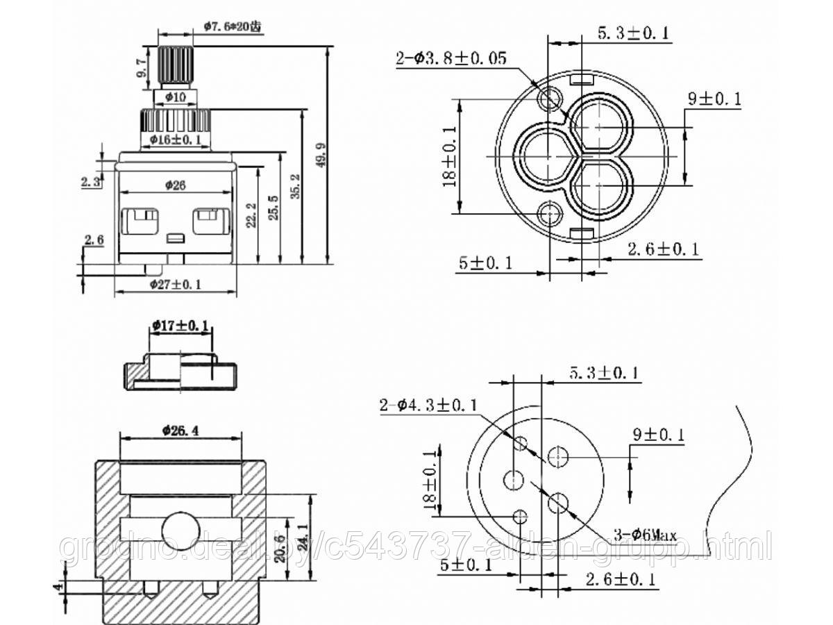 Картридж-дивертор D26 для смесителя, тип F, AV Engineering (3 выхода) (AVSSS-098) - фото 2 - id-p225586185