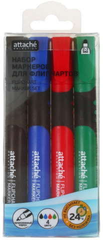Набор маркеров для флипчартов Attache Selection 4 цвета - фото 1 - id-p225508591