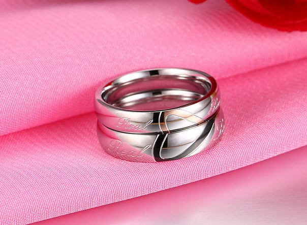 Парные кольца для влюбленных "Неразлучная пара 104" с гравировкой "Настоящая любовь" - фото 3 - id-p32923479