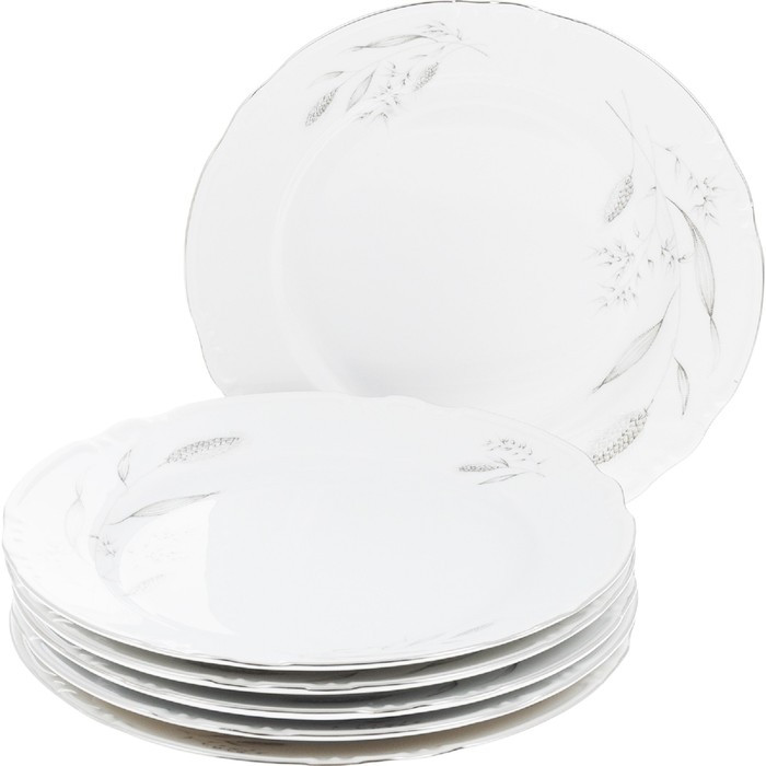 Тарелка мелкая Constance, декор «Серебряные колосья, отводка платина», 24 см - фото 1 - id-p225597715