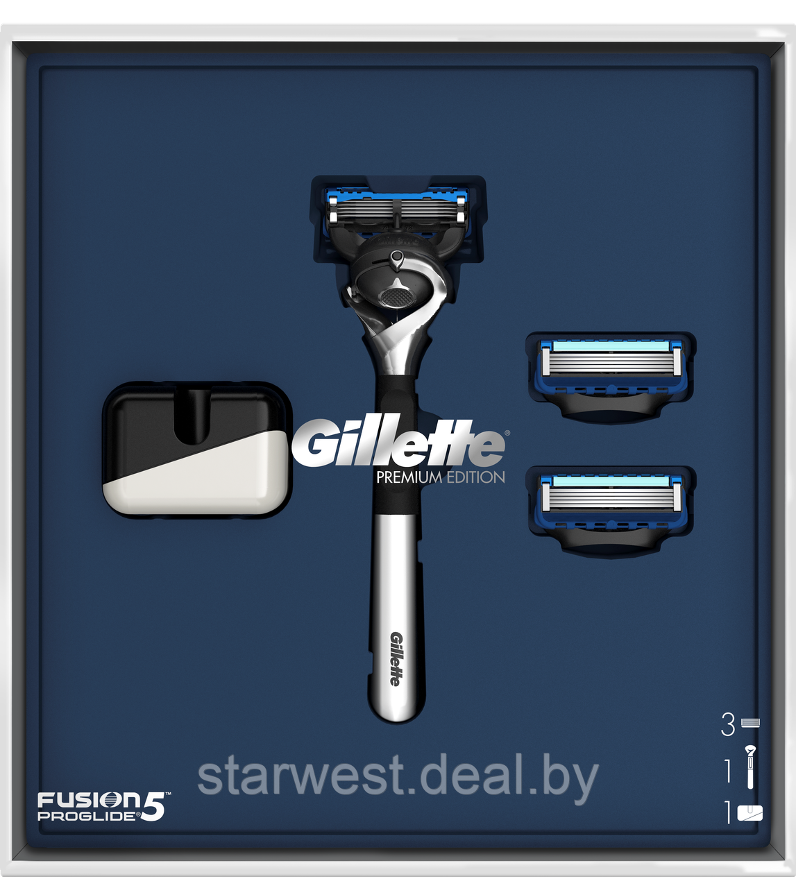 Gillette Подарочный набор мужской: Proglide Станок с 1 сменной кассетой + 2 кассеты + Магнитная подставка - фото 2 - id-p225597853