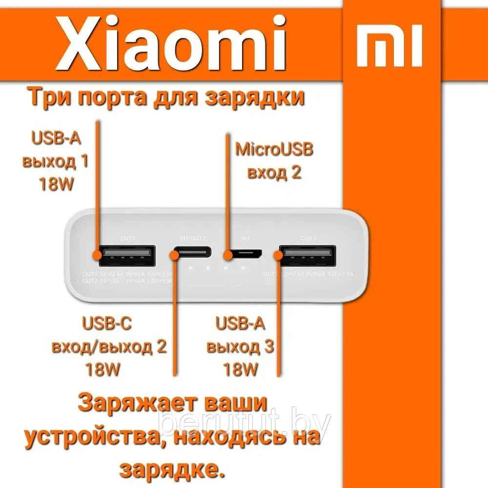 Повербанк Power Bank MI 20000 mah ORIGINAL - фото 6 - id-p225597984